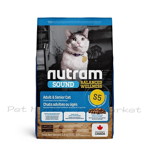 nutram 紐頓 - S5/均衡健康系列/成貓.熟齡貓/雞肉+鮭魚 ( 5.4kg )