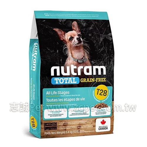Nutram 紐頓 - T28/無榖全能/鮭魚+鱒魚/挑嘴犬/小顆粒 ( 2kg )
