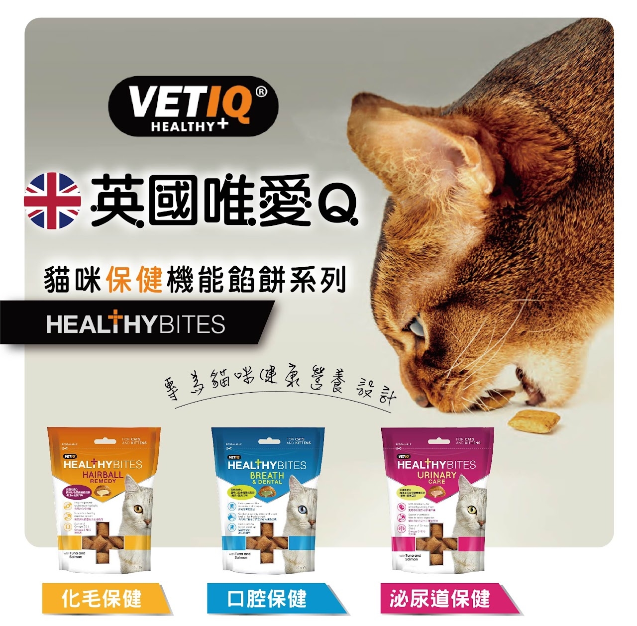 英國唯愛Q - 貓咪保健機能餡餅/貓零食 ( 65g )