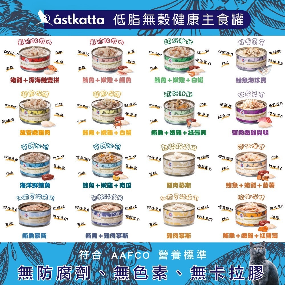 astkatta 冰島 - 低脂無穀天然 貓主食罐 貓罐 無穀貓罐 ( 80g )