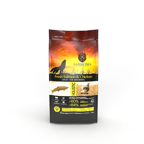 AMBROSIA 安柏希雅 - 無穀鮮肉小型犬糧/鮭魚+雞肉 6kg