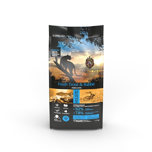 AMBROSIA 安柏希雅 - 無穀鮮肉貓糧/全齡貓飼料/鱒魚+兔肉 ( 1.5kg )
