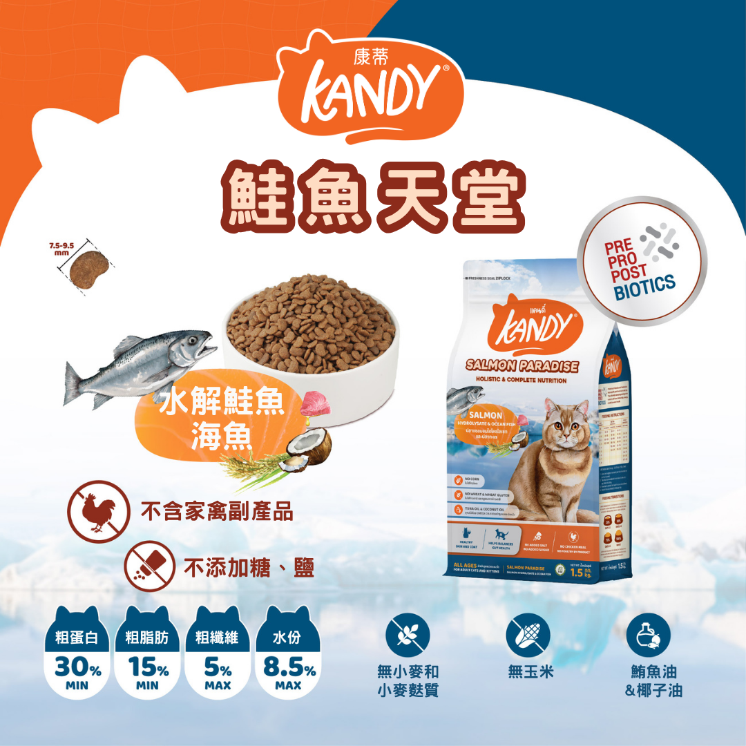 KANDY 康蒂 - 貓飼料/鮭魚天堂/水解鮭魚+海魚 ( 1.5kg )
